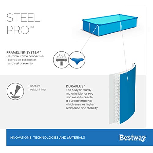 Bestway Steel Pro Piscina Desmontable con Marco de Acero, Color Gris – Resistente y de Montaje Fácil