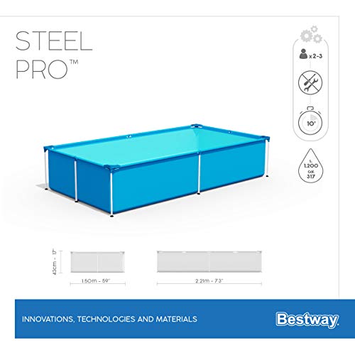 Bestway Steel Pro Piscina Desmontable con Marco de Acero, Color Gris – Resistente y de Montaje Fácil