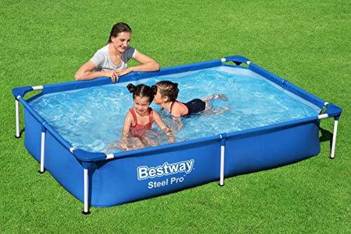 Bestway Steel Pro Piscina Desmontable con Marco de Acero, Color Gris – Resistente y de Montaje Fácil