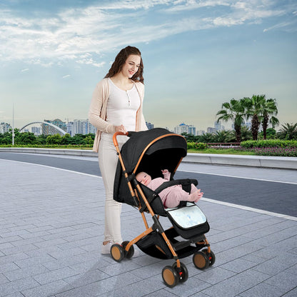 Cochecito Ultraligero y Compacto Negro para Bebés, Hasta 25 kg, Plegable e Inclinable desde el Nacimiento con Sistema Trolley, Funda de Lluvia y Capota Extensible